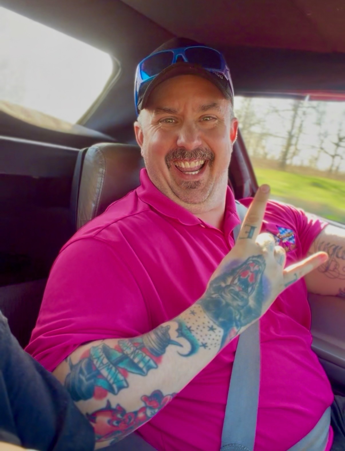 Corey "Crush" Rush in signature pink polo